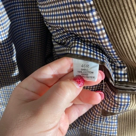 SADDLEBRED brown corduroy textured 2 button blazer jacket classic work career - Picture 5 of 8